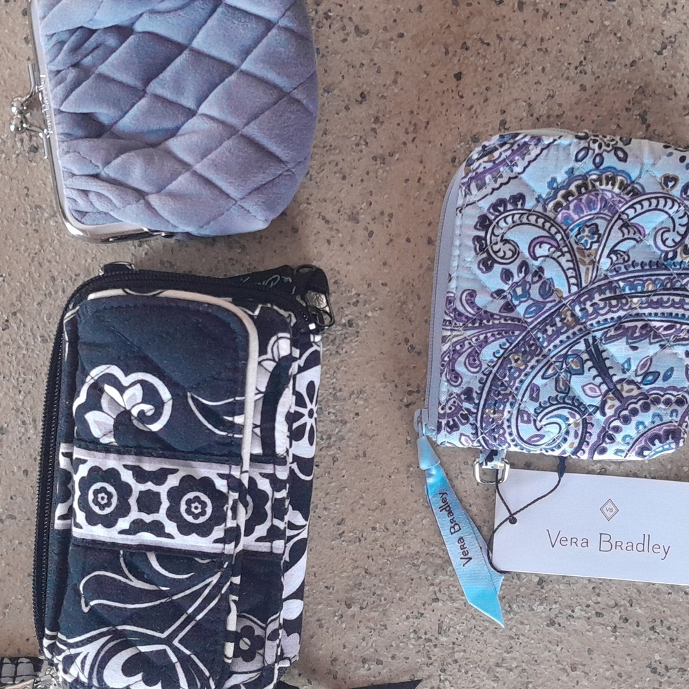 3 Vera Bradley items. Kiss lock coin purse, coin purse, wristlet
